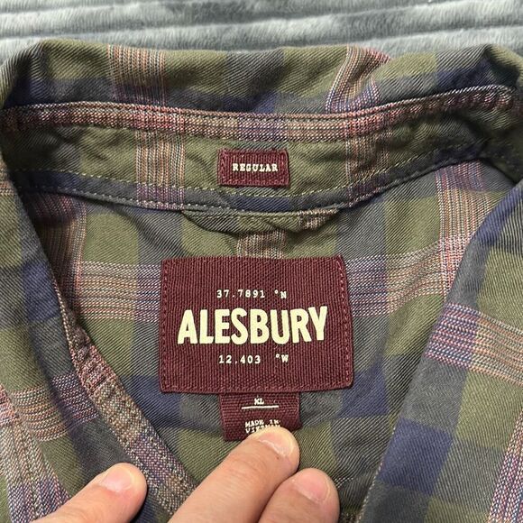 Alesbury Samson Long Sleeve Twill Workshirt Plaid Green Regular Fit Shirt Men’s - Picture 4 of 8